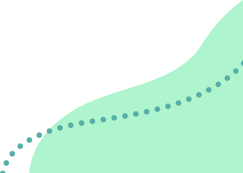 abstract curvy design elements in the bottom right corner in shades of mint and teal