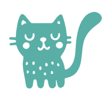 teal colored doodle of a relaxed standing cat
