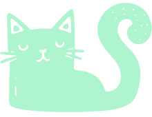 cat-doodle-3-mint-220px-1 mint colored doodle of a relaxed cat facing to the left