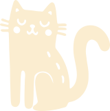 sand colored doodle of a happy sitting cat