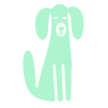 mint colored doodle of a tall and skinny dog sitting down
