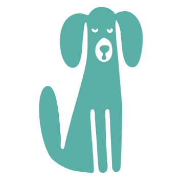 teal colored doodle of a tall and skinny dog sitting down