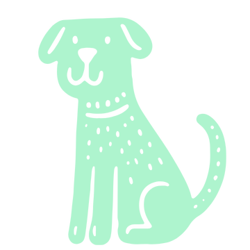mint colored doodle of a happy sitting dog