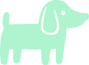 mint colored doodle of a dog standing and facing to the right