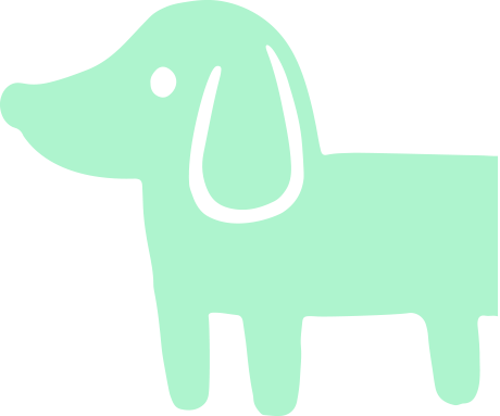 mint colored doodle of a dog standing and facing to the left