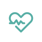 teal icon of a heart ECG