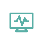 teal icon of a monitor showing patient vitals